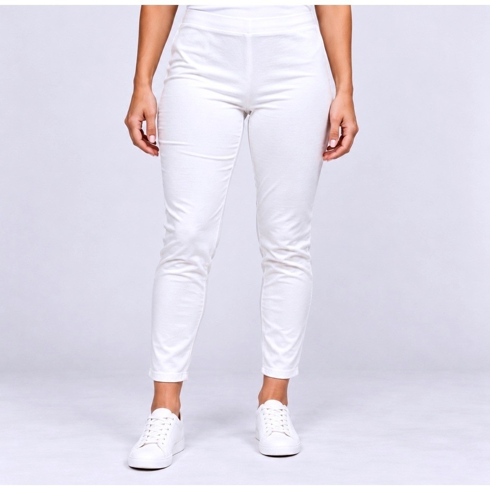 Zac & Rachel Pull On Pants Large White Good Stretch Cropped Trousers